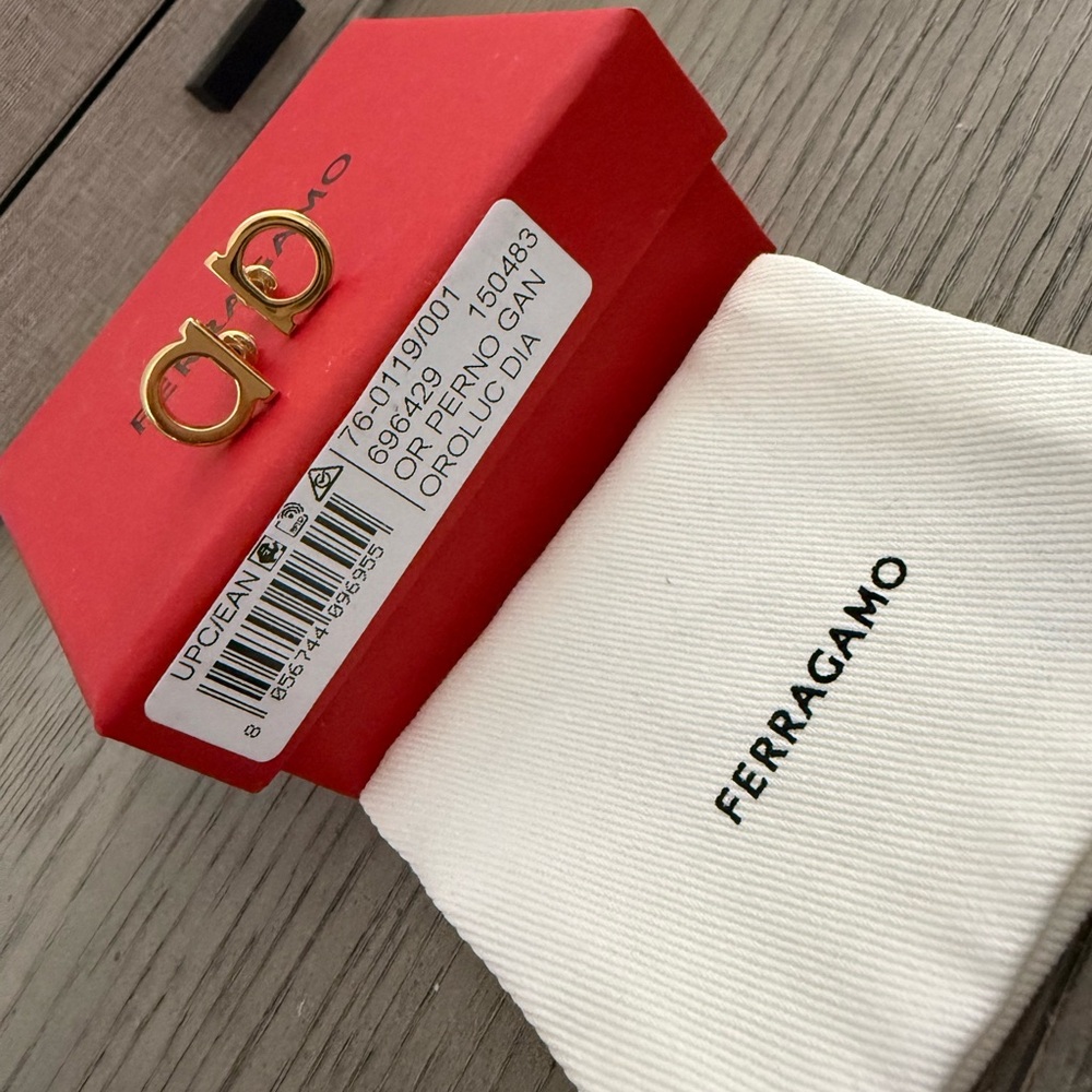 Salvatore Ferragamo Gold Cuff Earrings